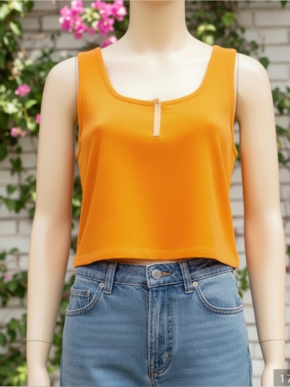🧡🆕🧡 Adam Levine Collection Orange Henley Cropped Tank Top-Size XL